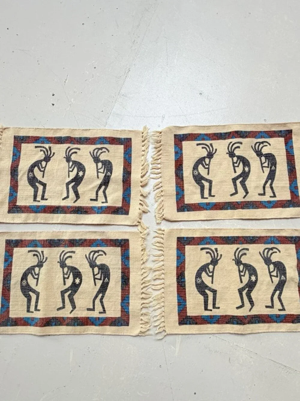 Southwestern Kokopelli Placemats Native American Motif‎ Cotton 4 Pieces